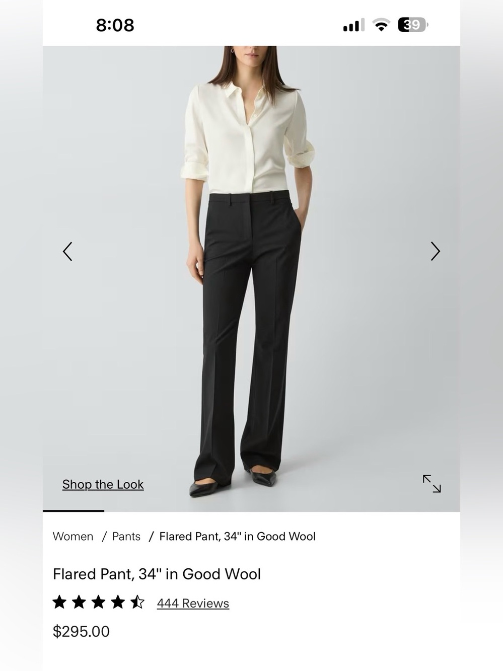 Theory Black Flared Wool-Blend Pants